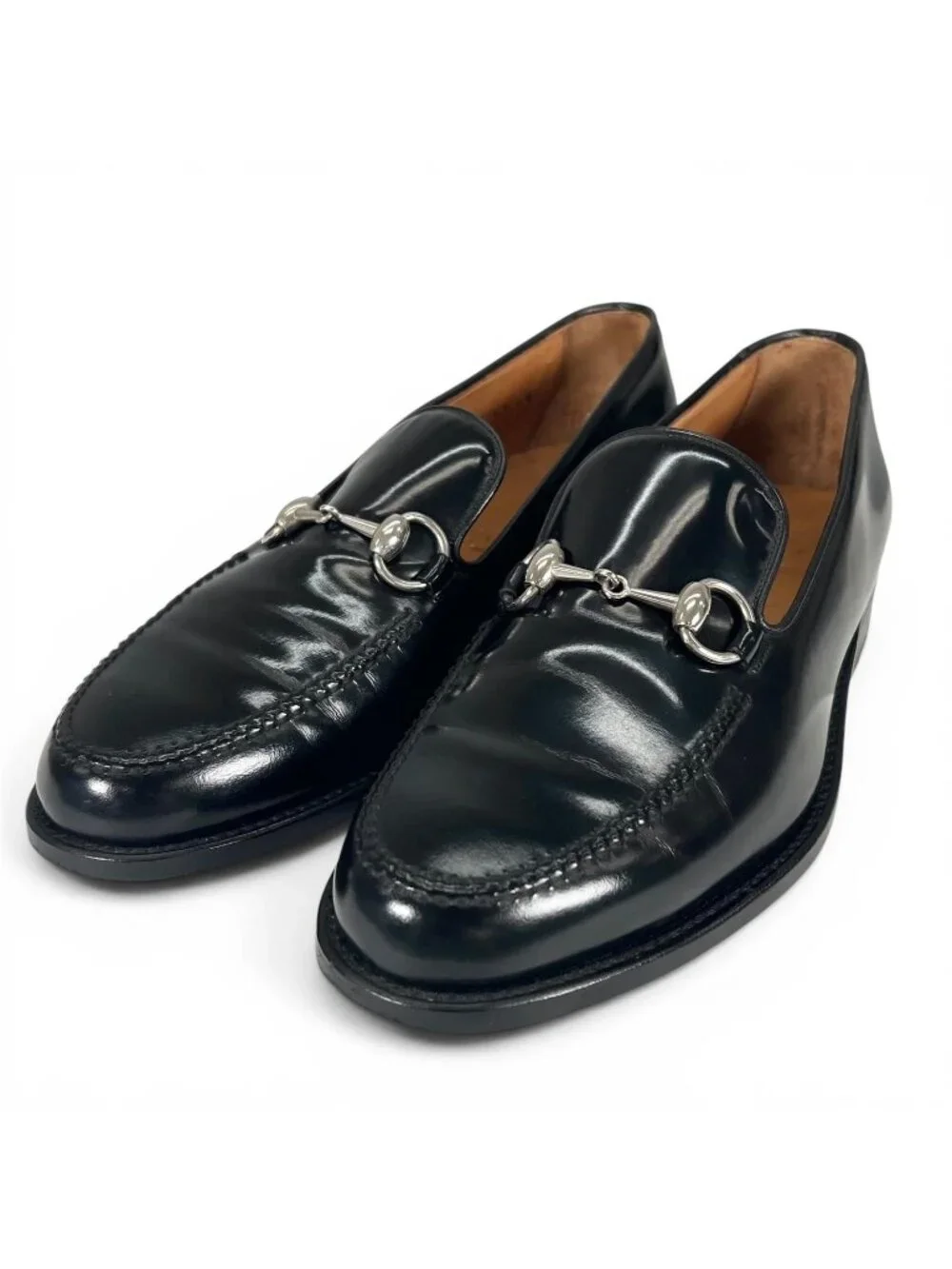Gucci Horsebit Loafers Leather Shoes Black Silver